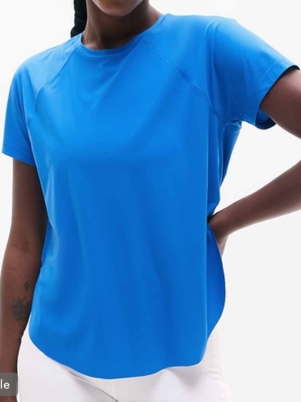 Athleta Bright  Blue mesh Tee - Picture 3 of 6